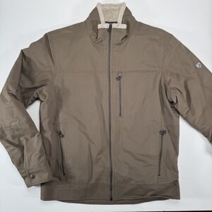 KUHL Burr Quilted Lined Jacket Mens Large Khaki Brown Berber Fleece Never Worn